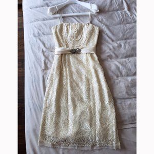 NWT BCBGMaxAzria Champagne Strapless Lace Dress (Cream, Size 2)